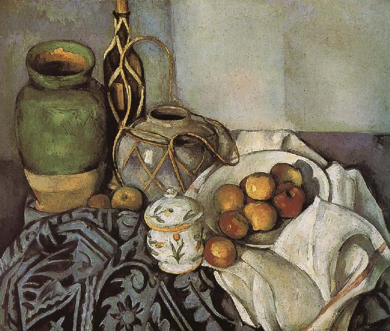 Paul Cezanne bottle of still life of fruit oil painting image